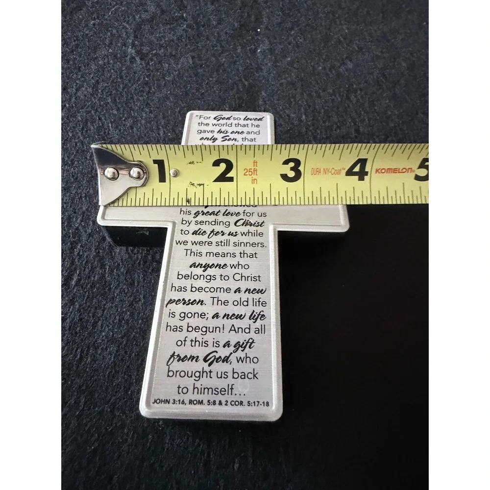 Lighthouse Christian‎ Products New Life Scripture Cross Silver Metal Plaque 5in